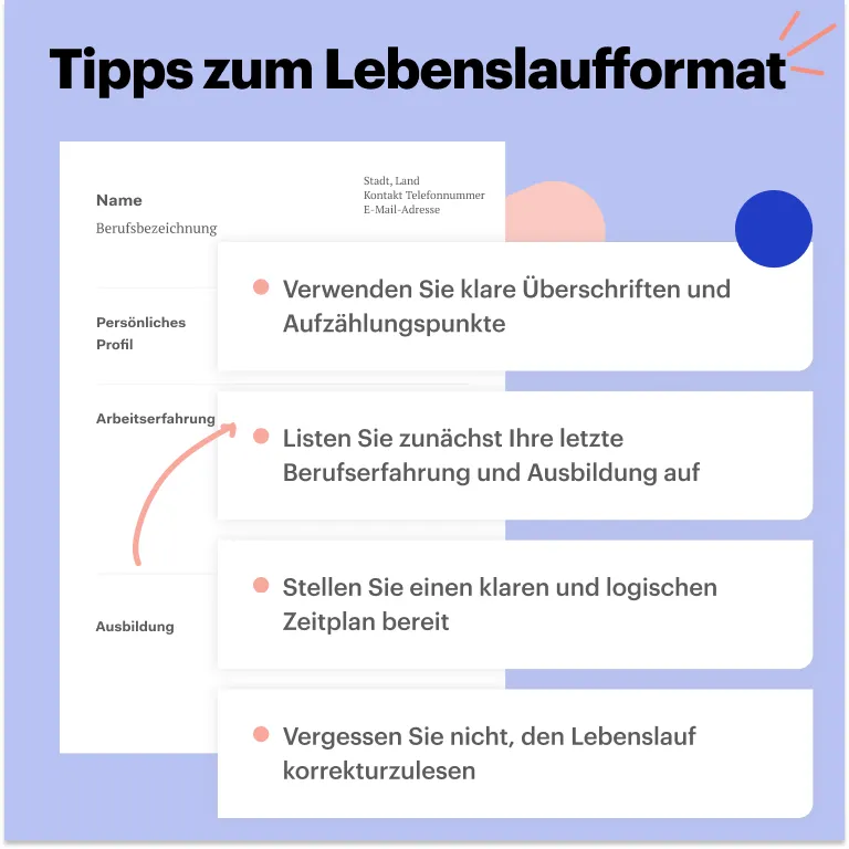 Tipps zum Lebenslaufformat