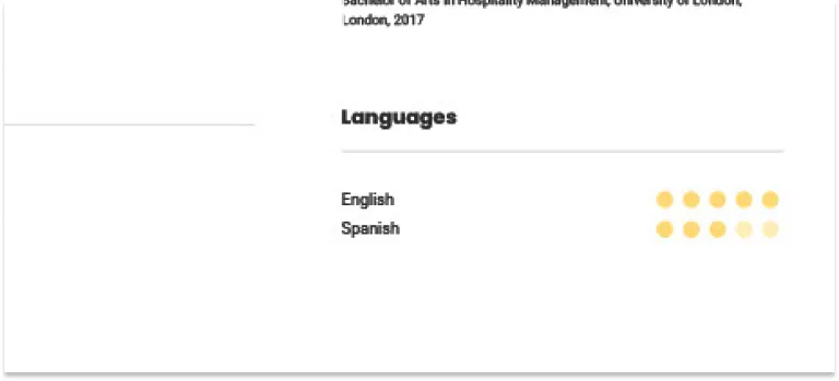 Cabin crew CV language Skills