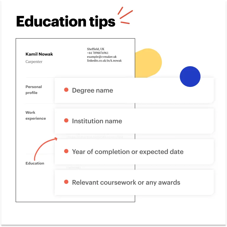 Carpenter CV education sections