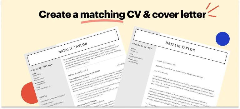 matching HR CV and CL example