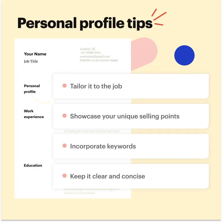Apprenticeship CV personal profile tips
