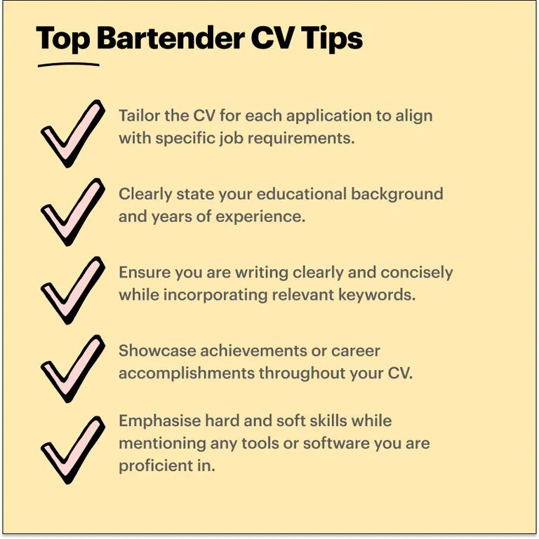 Bartender CV tips