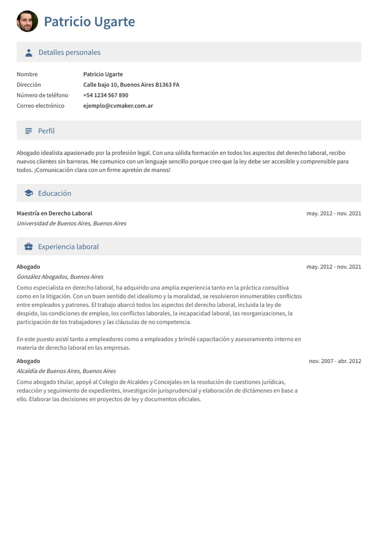 Ejemplo de CV - Abogado