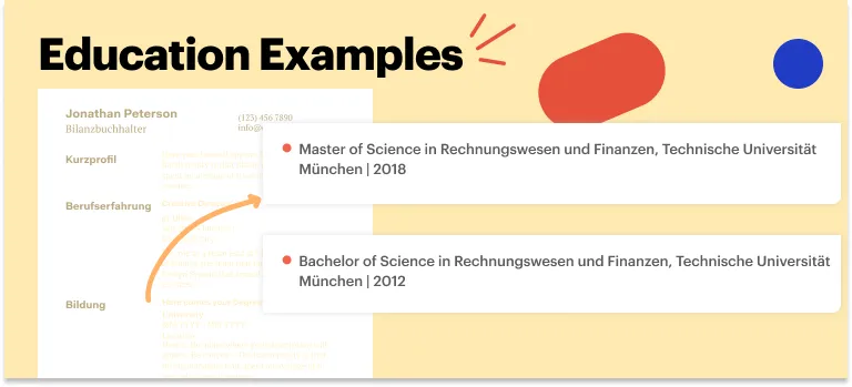 Education Examples for a German CV