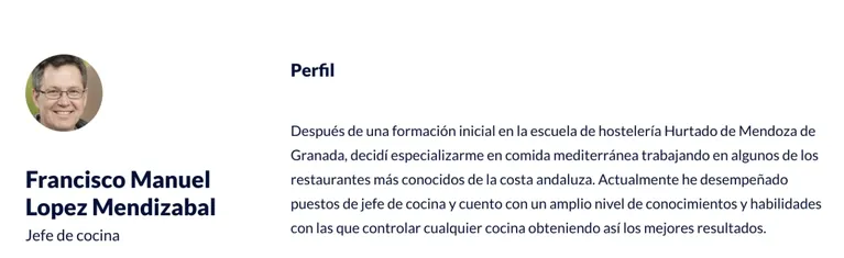 perfil de un cocinero para cv