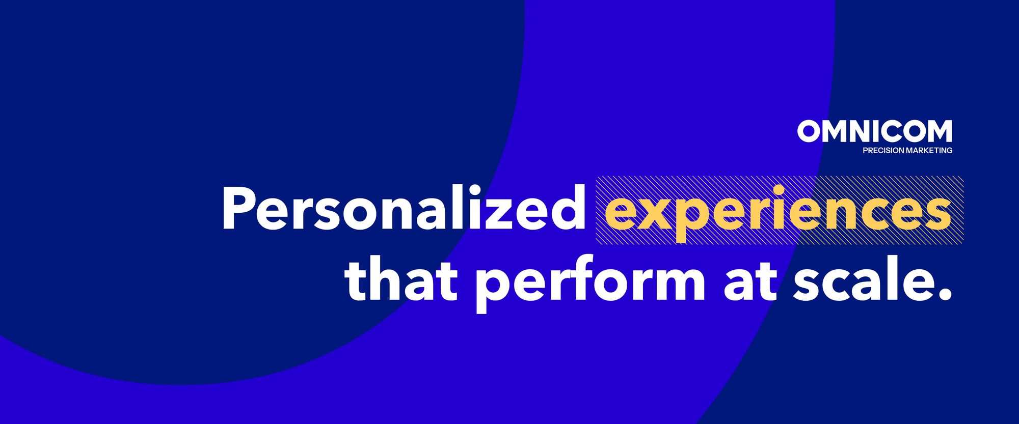 Banner mit Logo von Omnicom, sowie der Überschrift "Personalized experiences that perform at scale"