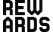 The image shows the word "REWARDS" in bold, black text on a transparent background.