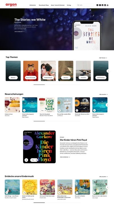 Argon Hörbuch Desktop Startseite