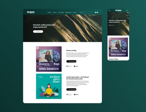 Argon podcast Desktop und mobile Startseite