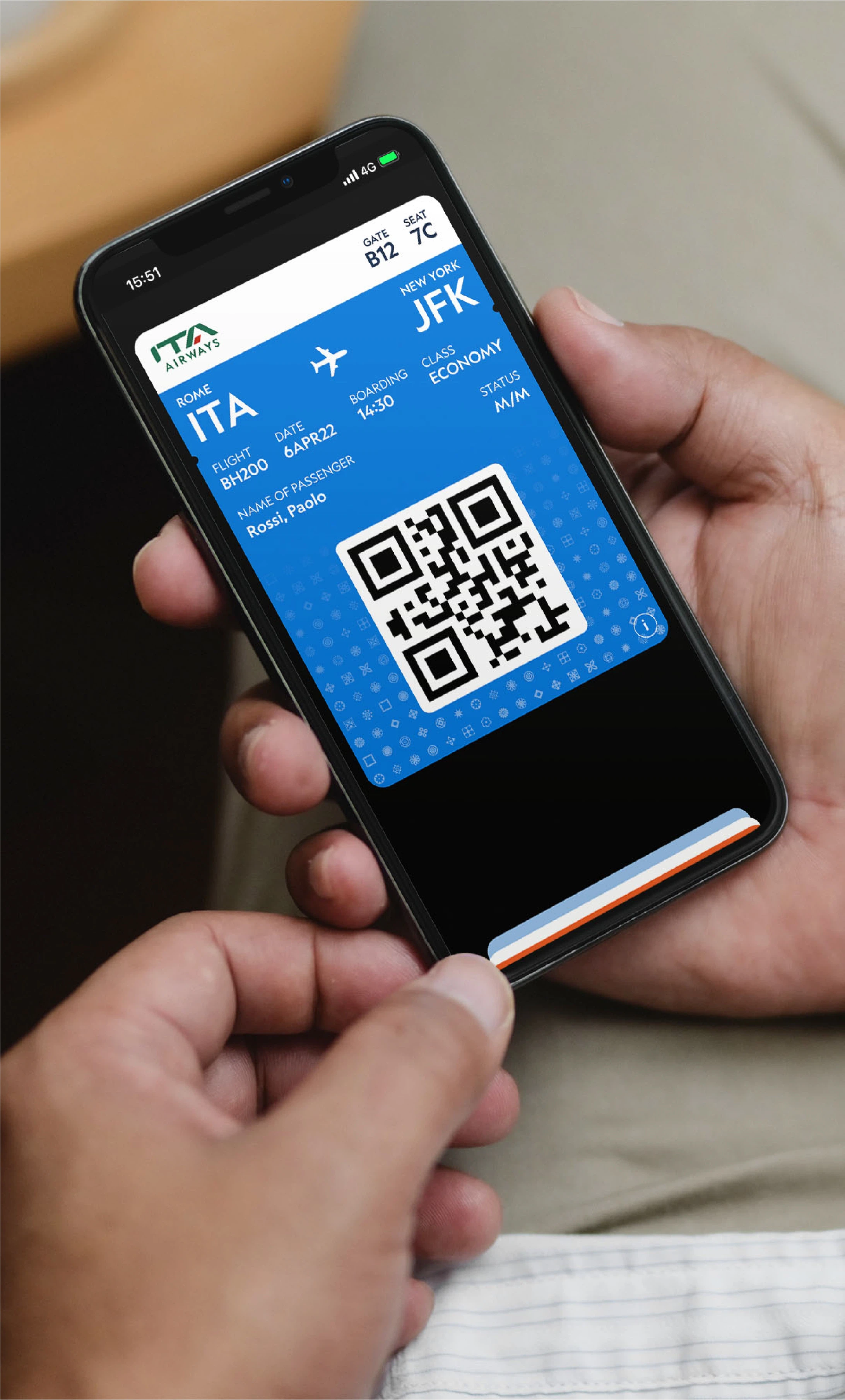 ITA Airways eticket on smartphone