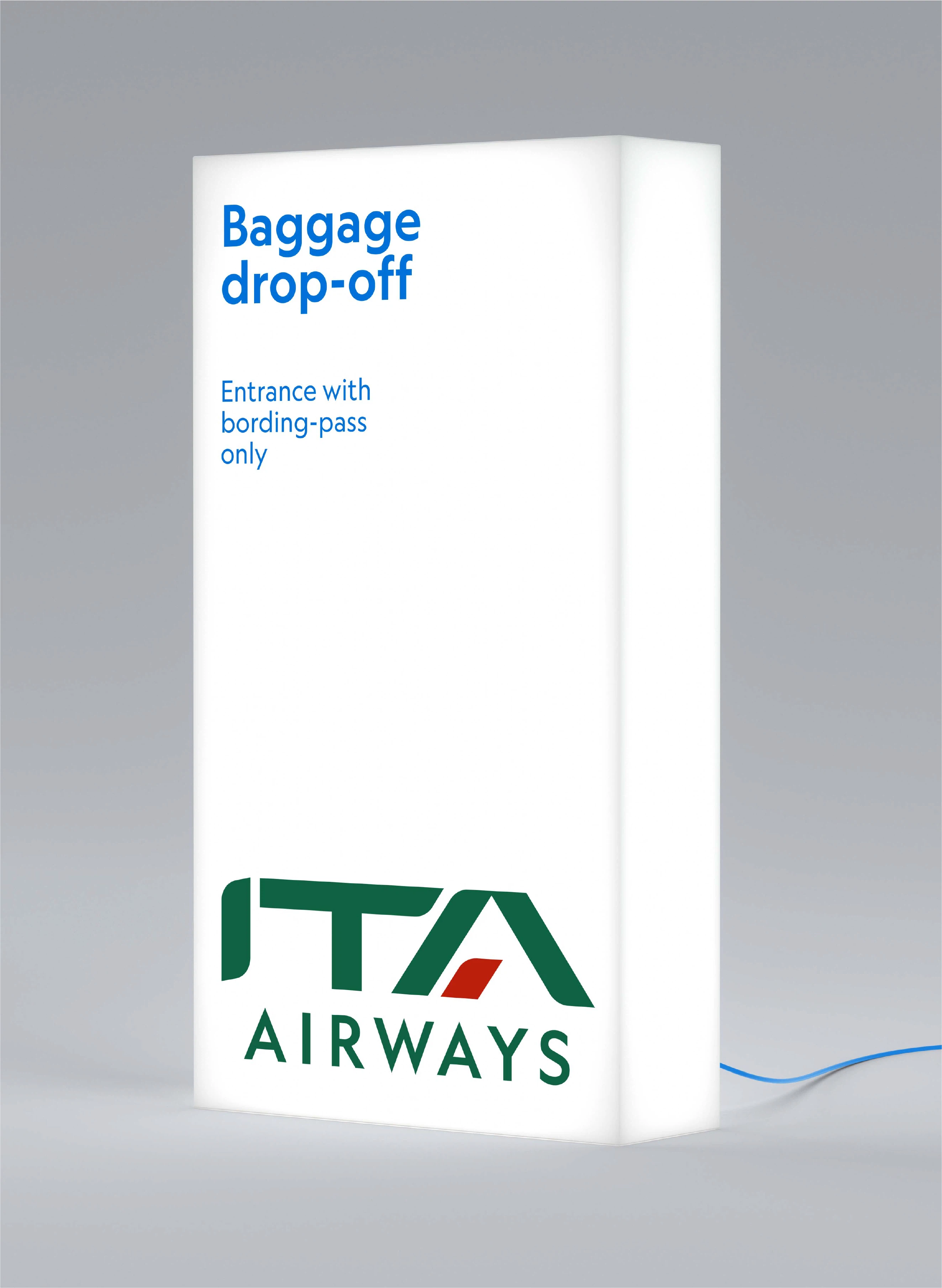 ITA Airways lightbox for baggage drop-off