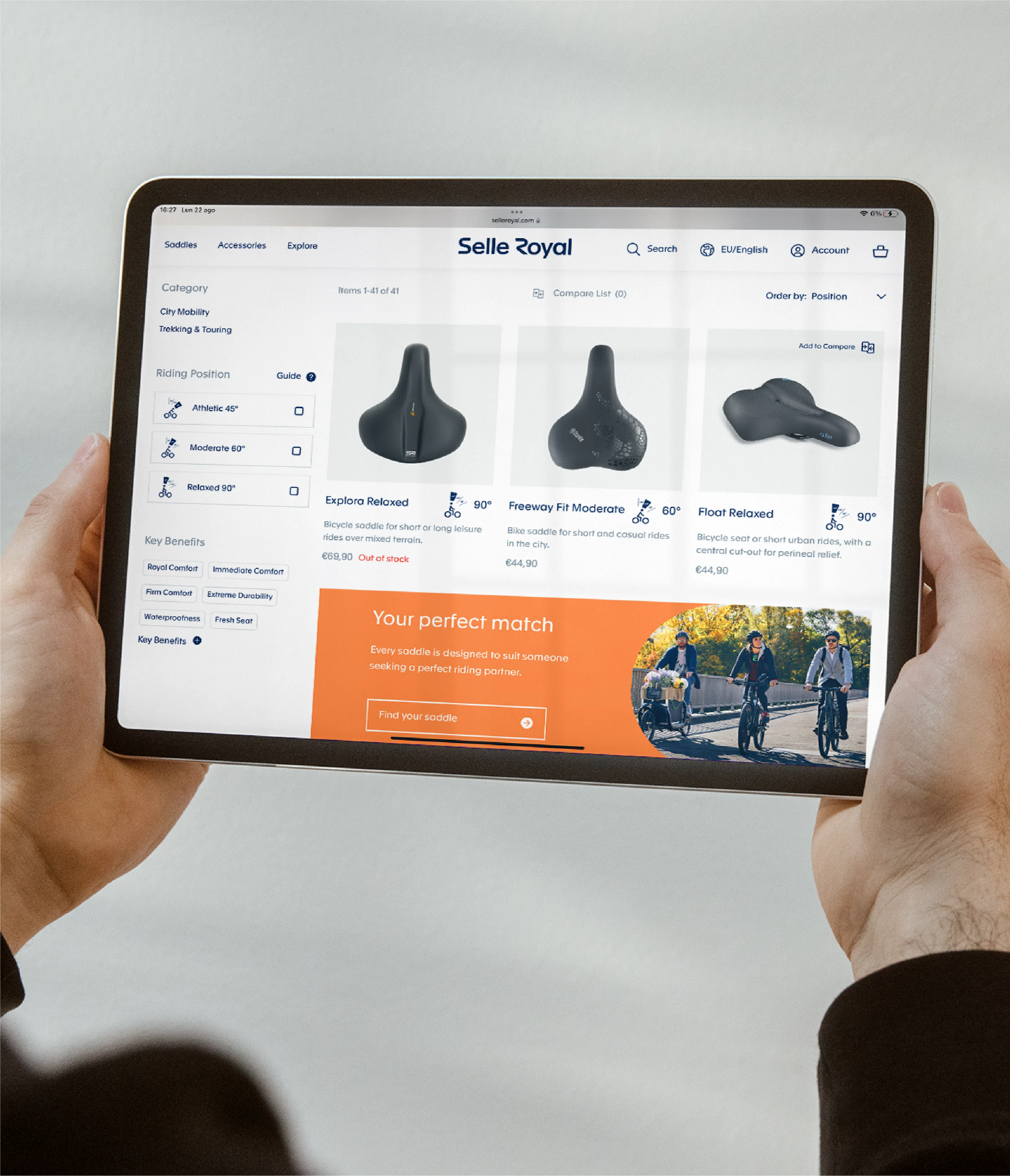 Selle Royal website product page section