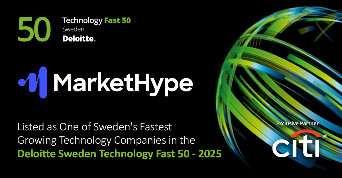 Reklamgrafik för MarketHype, presenterad i Deloitte Sweden Technology Fast 50, 2025