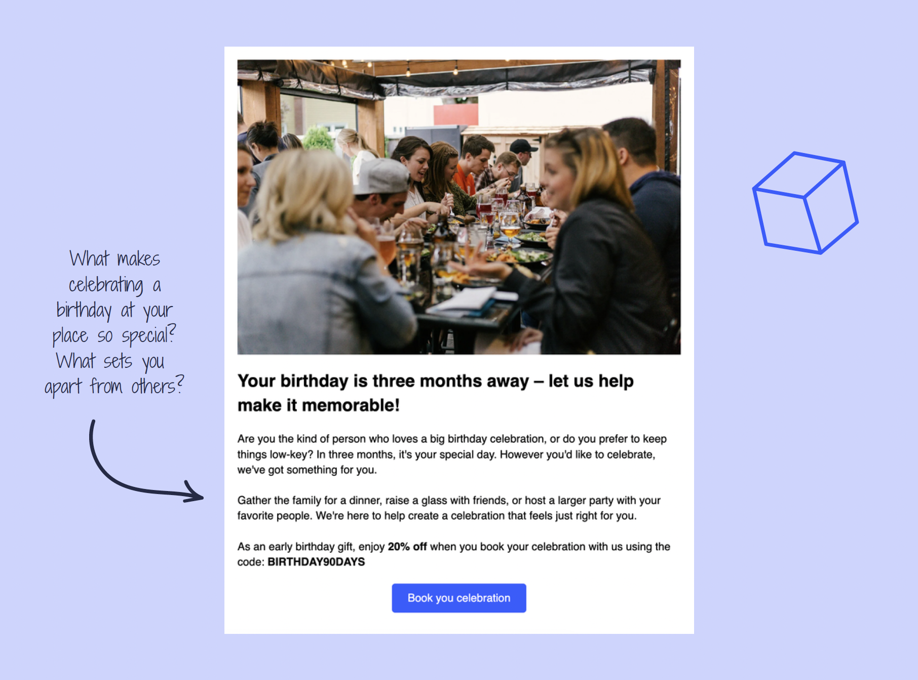 Automation that invites customers to celebrate their birthday three months in advance