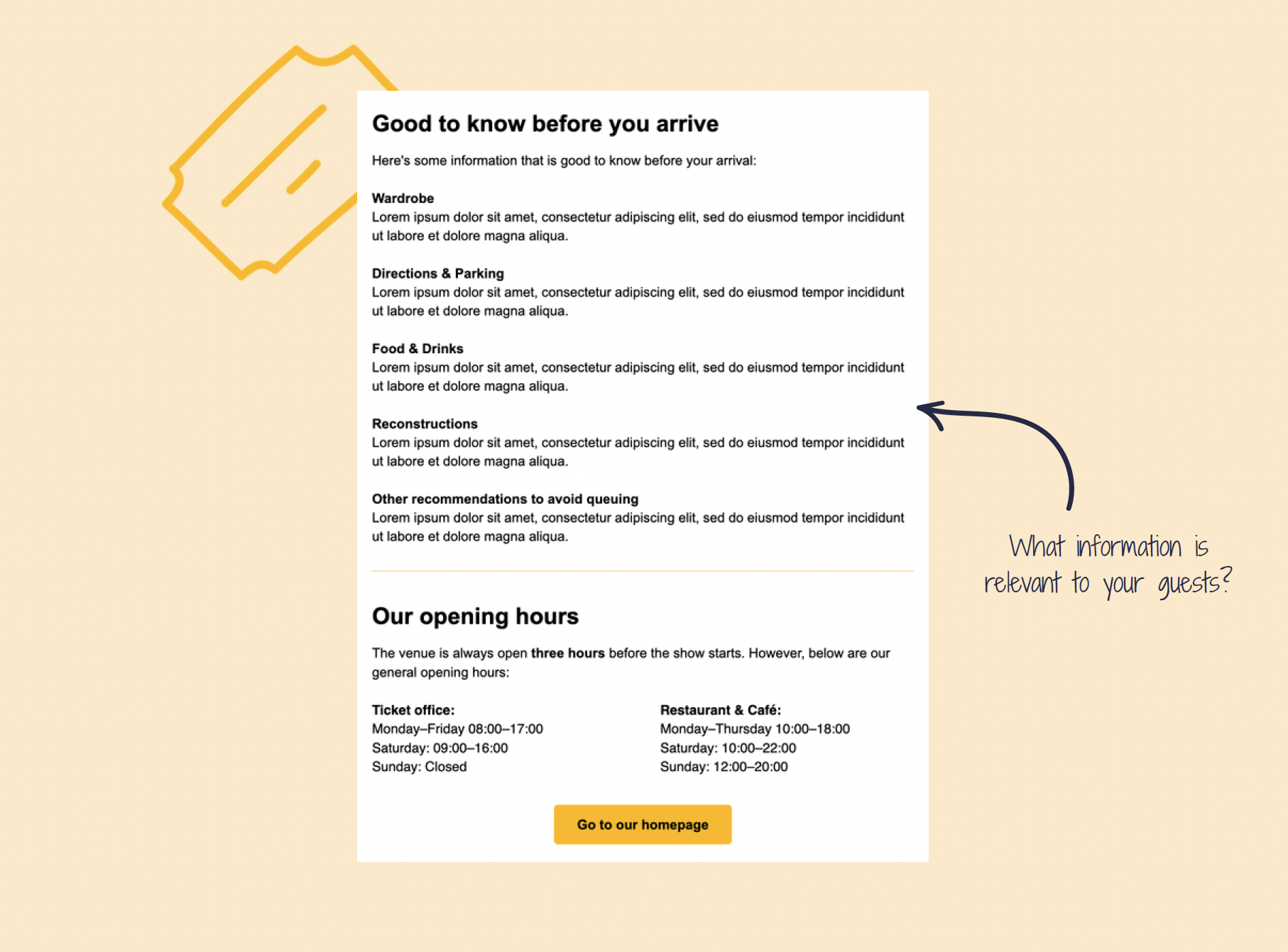 Automation that sends practical information a few days before the event