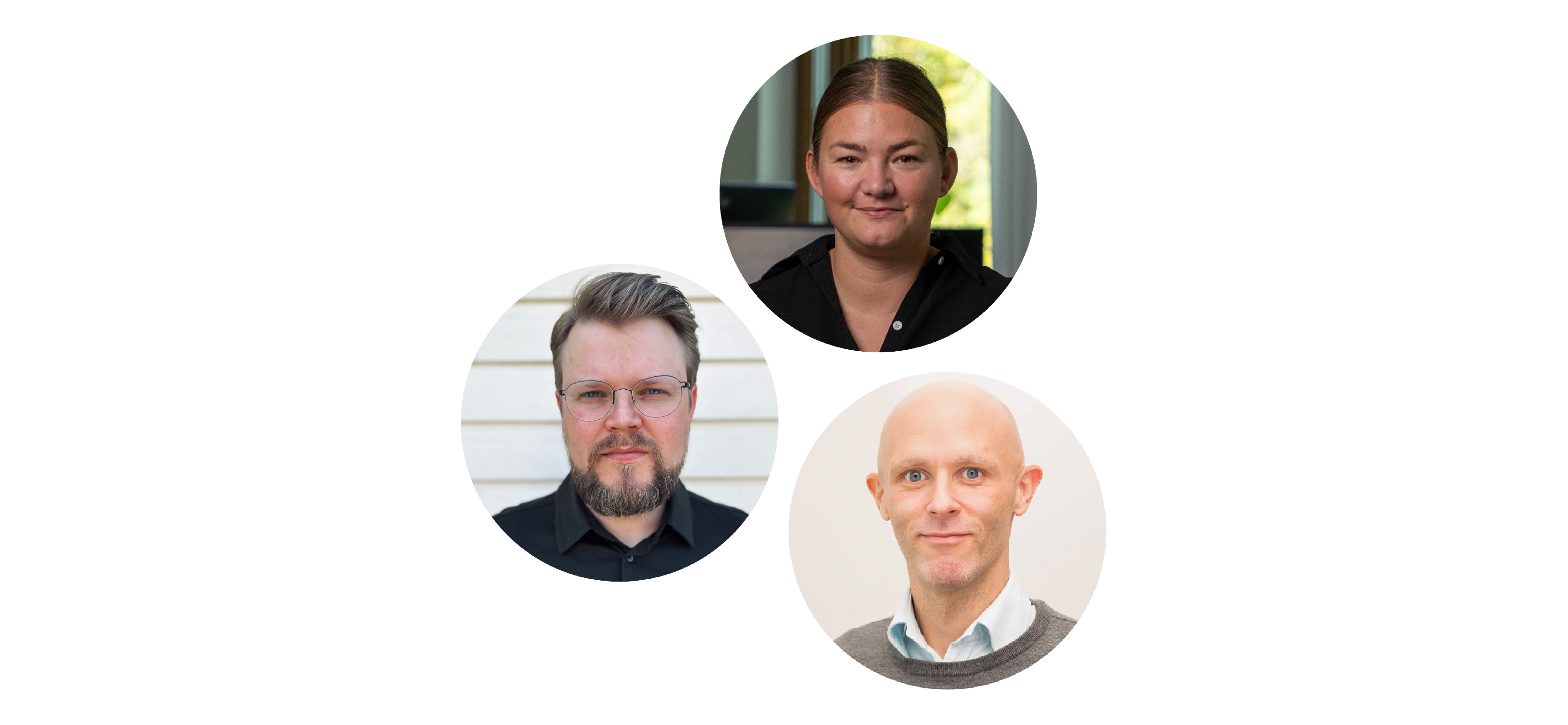 en kvinna och två män uppdelade i olika bilder