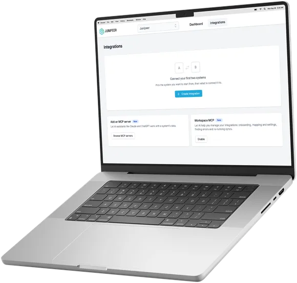 The Junipeer app on a laptop, ready to connect your first two systems