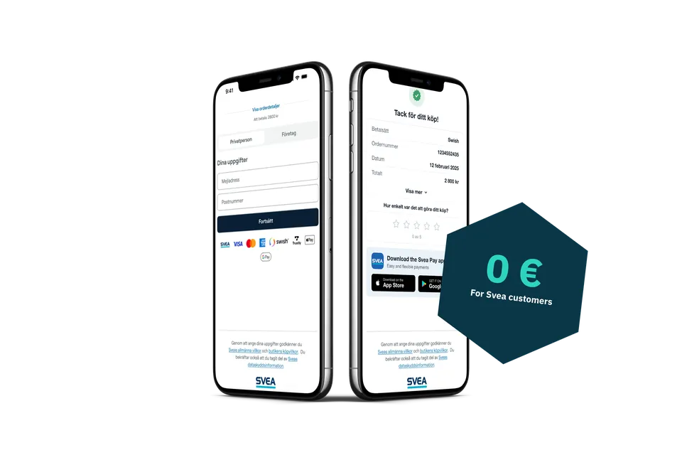 Phones with Svea cheackout, 0 cost