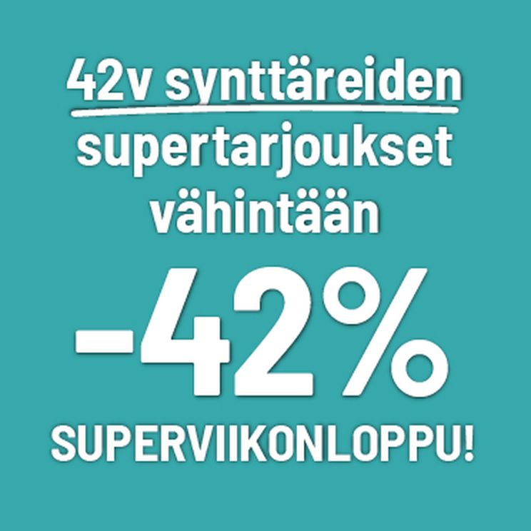 42v synttäreiden supertarjoukset vähintään -42%