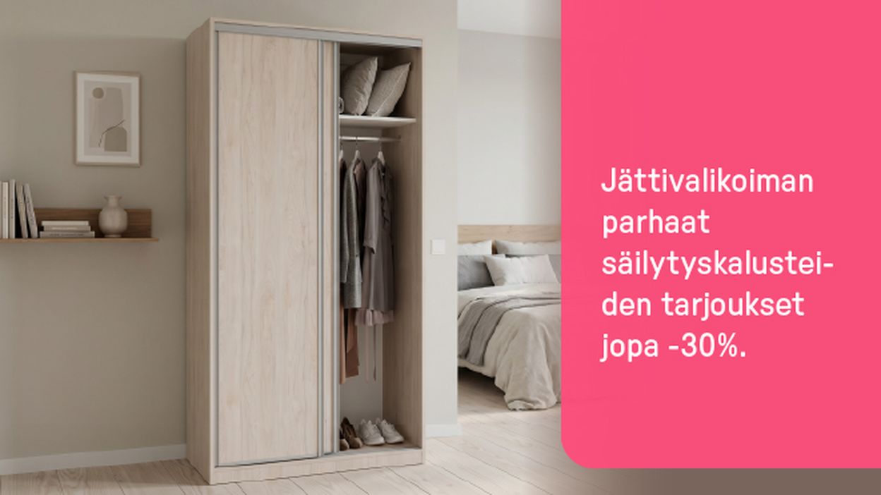 Jättivalikoiman parhaat säilytyskalusteiden tarjoukset jopa -30%