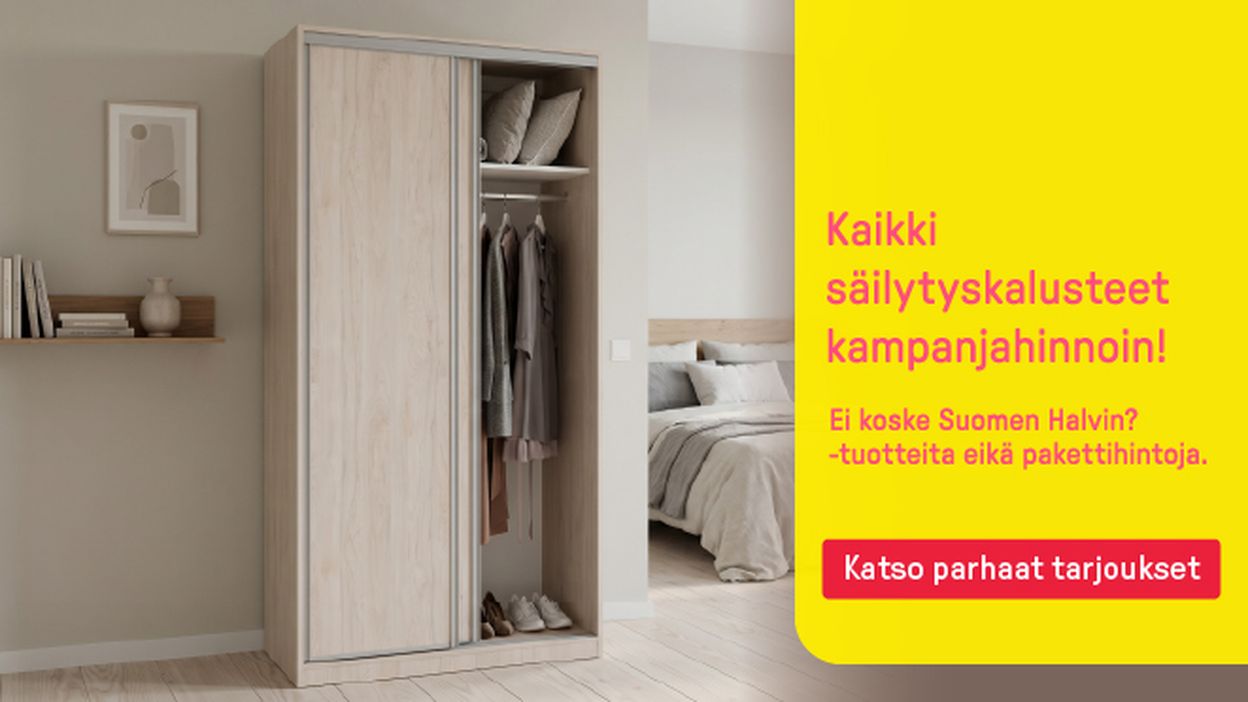 kaikki säilytyskalusteet kampanjahinnoin