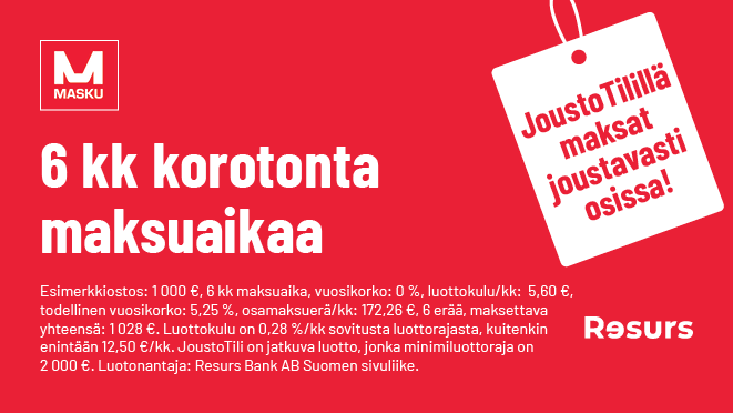 6 kk korotonta maksuaikaa