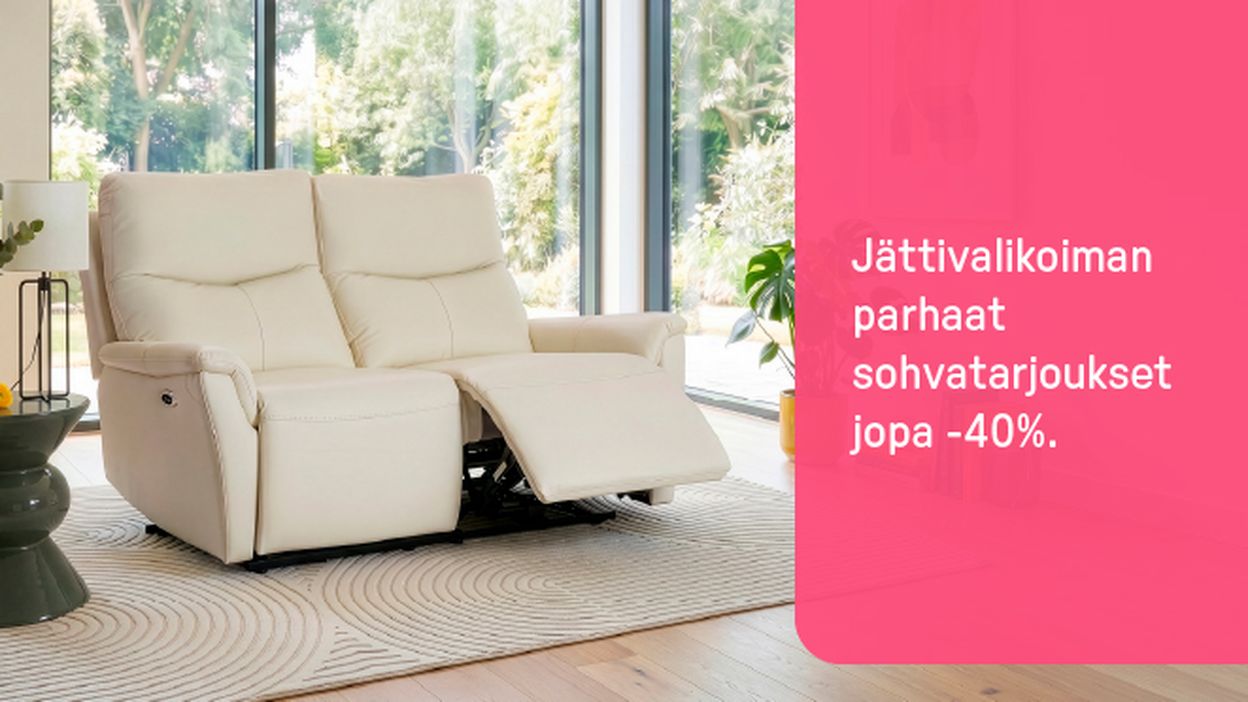 Jättivalikoiman parhaat sohvatarjoukset jopa -40%