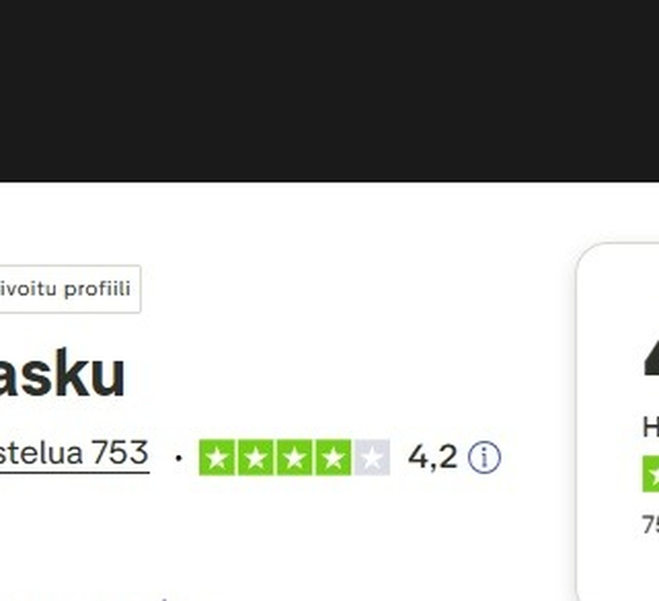 Maskun pistekeskiarvo Trustpilotissa 4,2