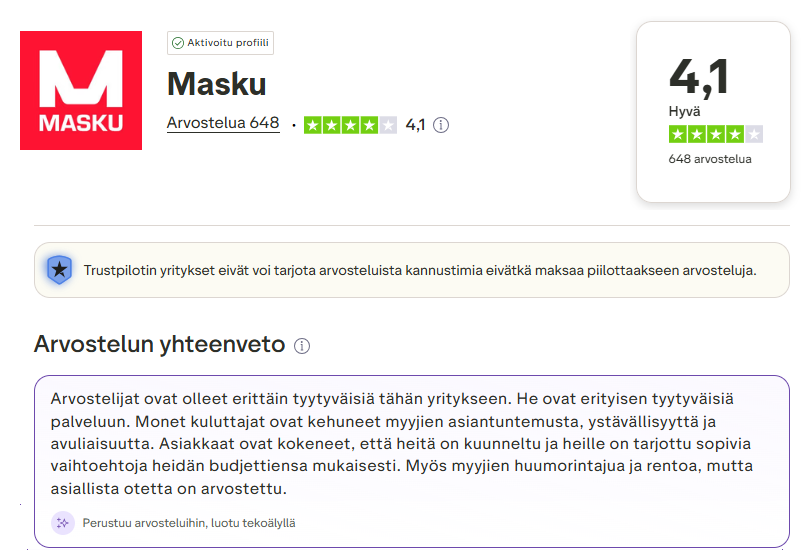 Masku Trustscore 4.1/5