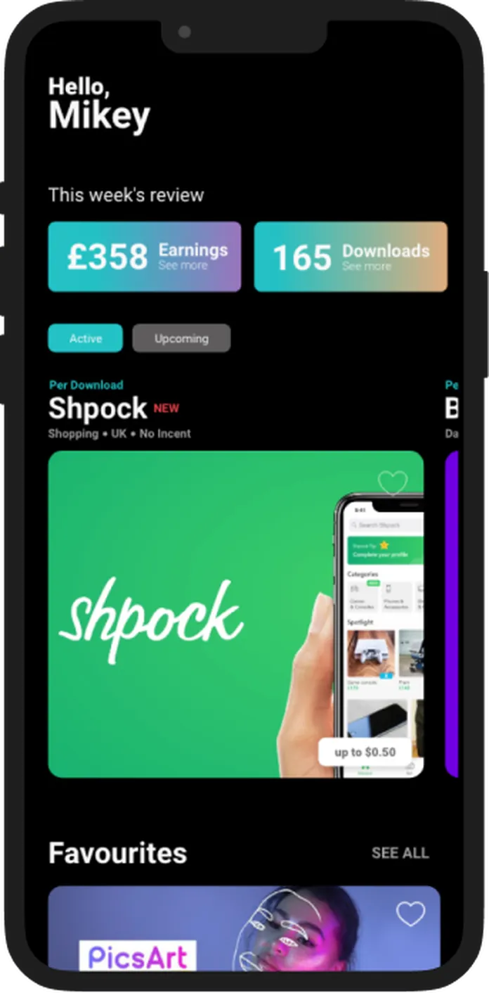 Main View for logged user in Yoke Network mobile app