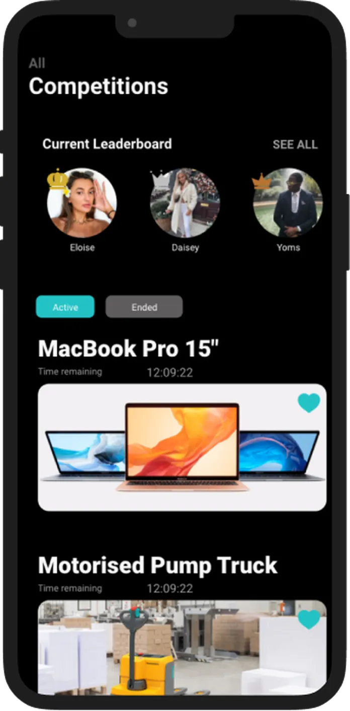 View on competitions in Yoke Network mobile app 