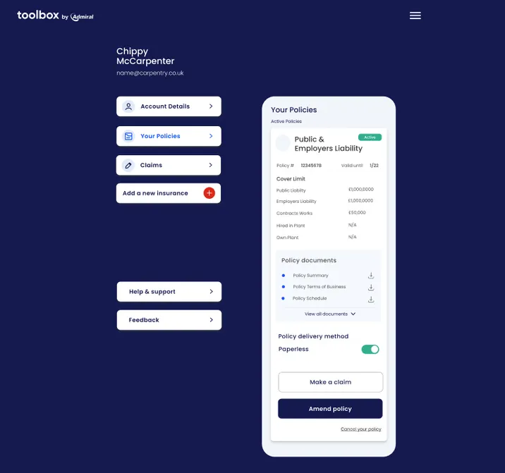 Design of the Toolbox app for the users 