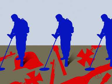 Illustration von Menschen die nach Waffen suchen