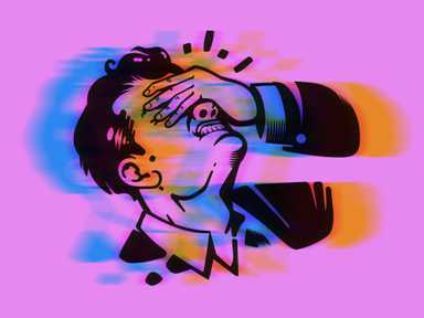 Illustration einer Person mit verzweifelter Geste.