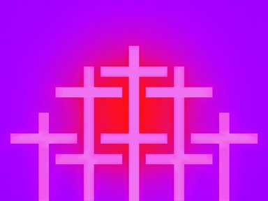 Lila Hintergrund mit Kreuzen im Vordergrund
