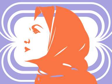 Eine Illustration einer Frau mit Kopftuch.