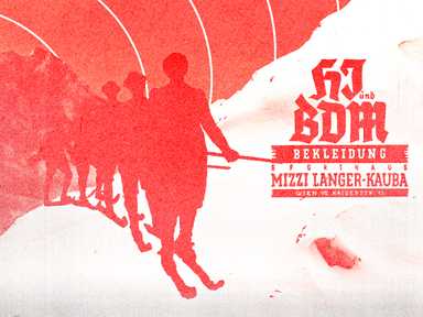 Eine Collage die ein Foto von Marie Langer-Kauba und eine Zeitungsanzeige ihres Geschäfts beinhaltet.