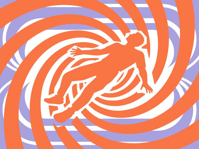 Eine Illustration einer Person die in einer Spirale gefangen ist.