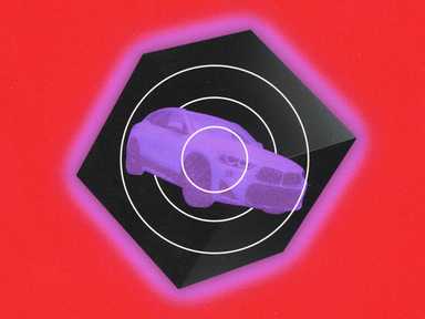 Eine Illustration, die ein Auto in einer Zielscheibe zeigt