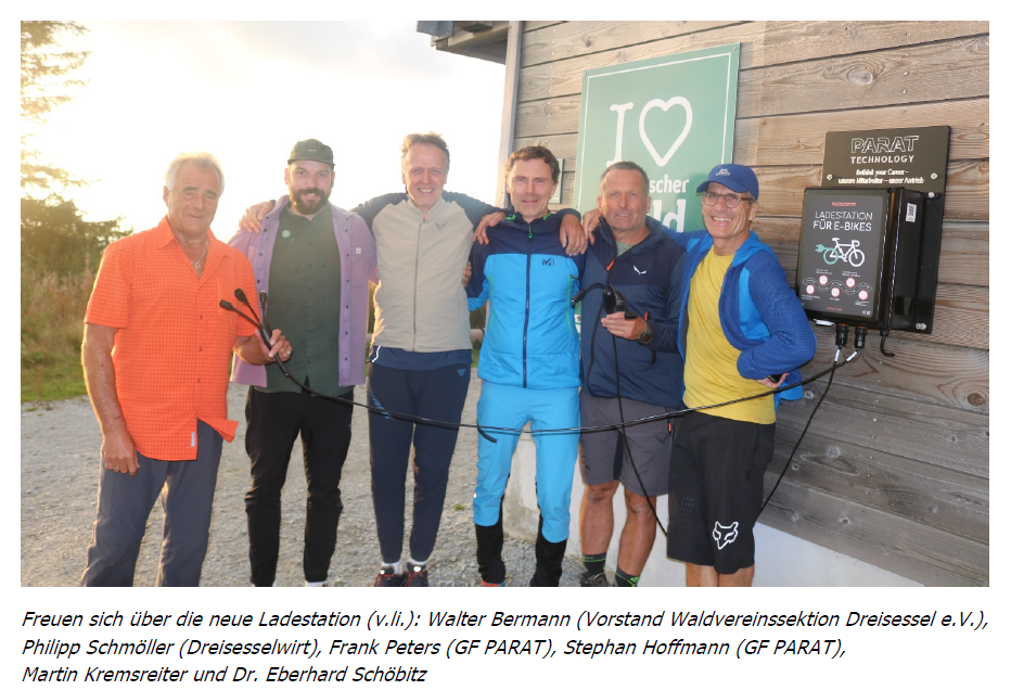 PARAT sponsert E-Bike-Ladestation am Dreisessel