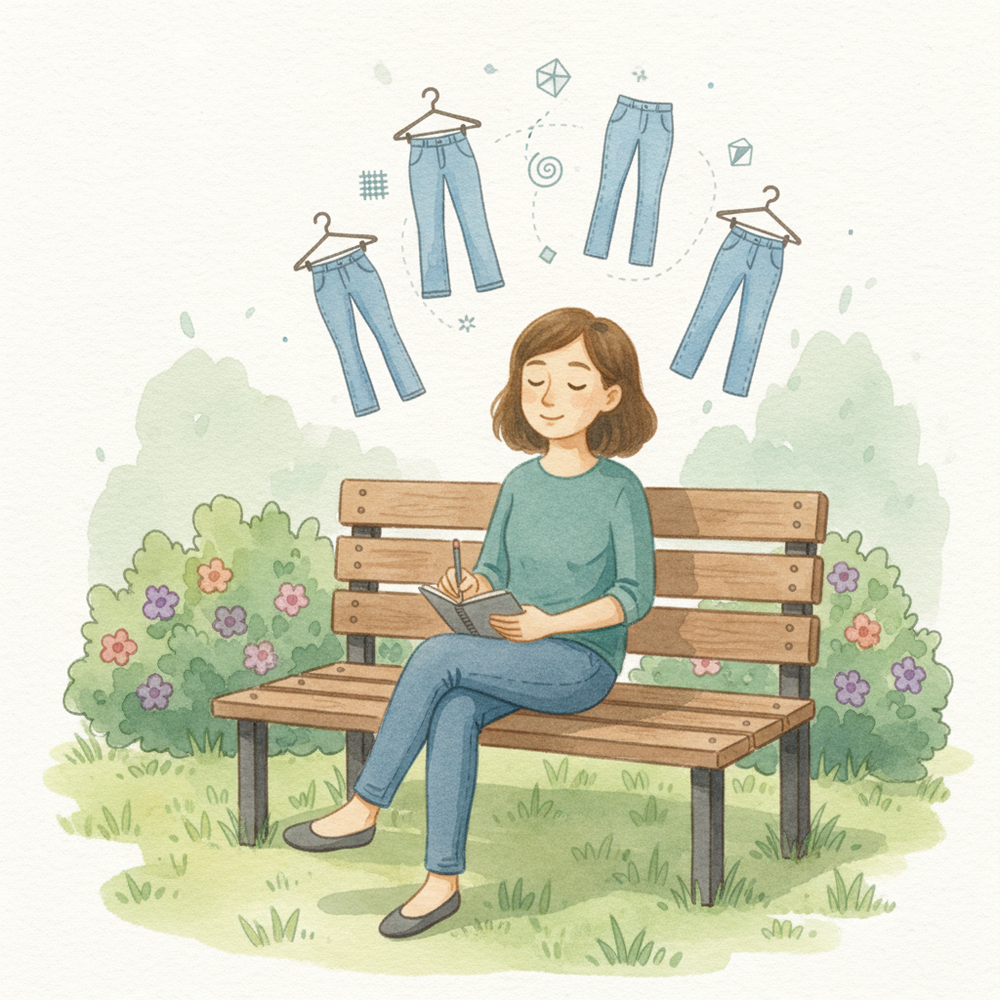 Example of a step called “Identifying wardrobe needs” with a step description “The character must be outside sitting on a park bench”