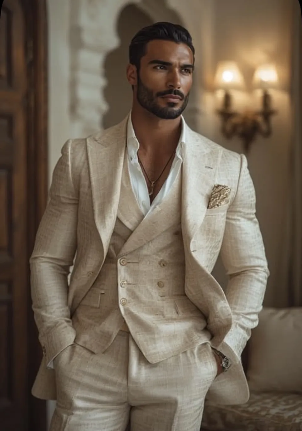 stoer-beige-trouwpak-bamboe-stof-glans-voor-de-eigenwijze-bruidegom