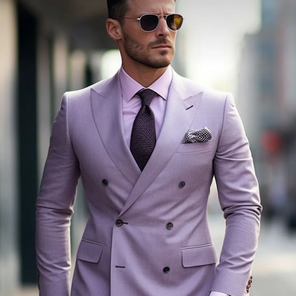 Lila trouwpak man double breasted kopen suitsatsea trouwpak met trouwpakadvies bruidegom op maat gemaakt