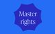 Logo hak atas rekaman asli atau Master Rights dengan latar belakang biru.