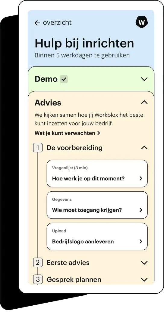 Workblox product UI Tablet