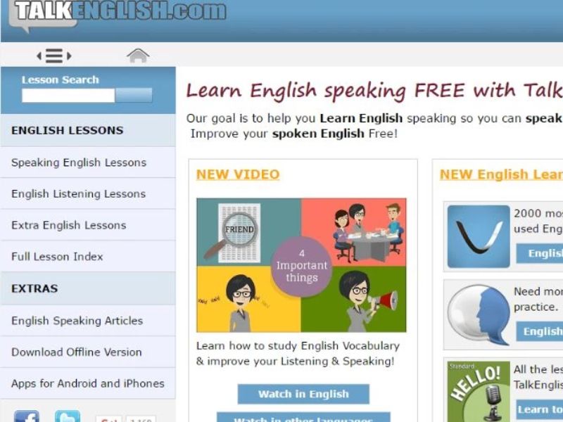 TalkEnglish là một trong những trang web luyện nói tiếng Anh với người bản xứ 