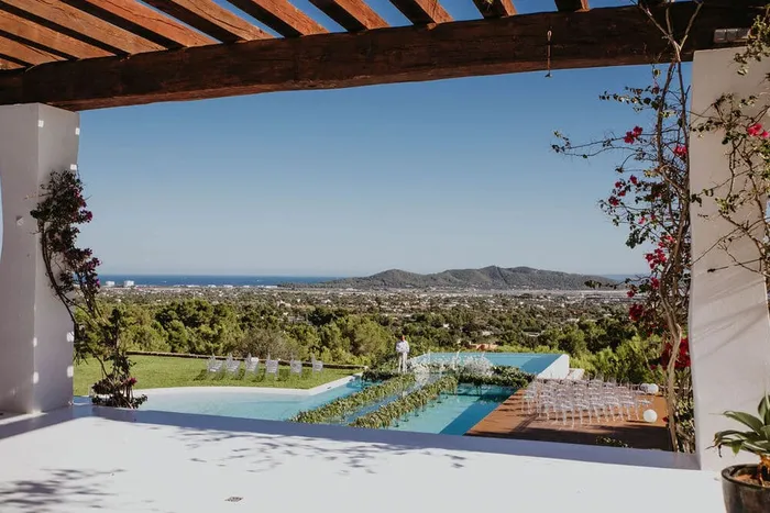 Laetitia and Sylvian luxury villa wedding — reception details, Ibiza