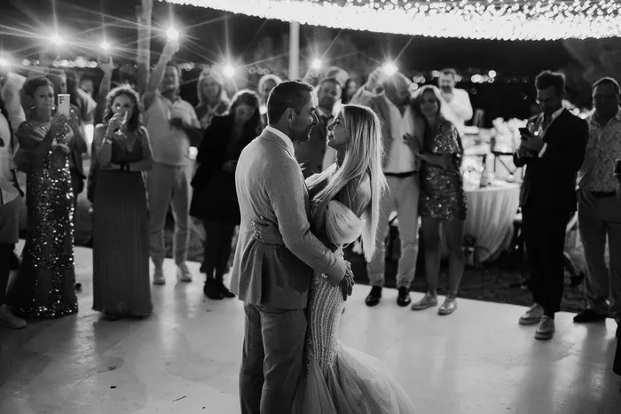 Laetitia and Sylvian luxury villa wedding — reception details, Ibiza