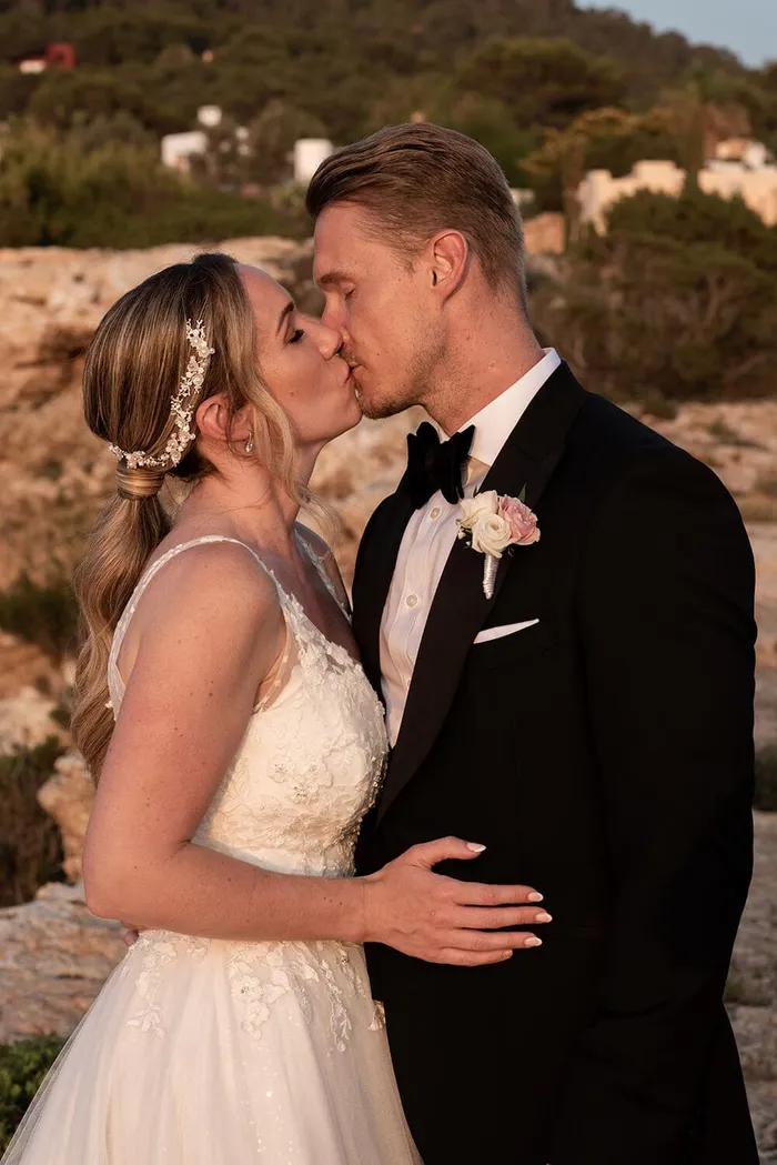 Laureen and David at Villa Es Vedra — couple portraits, Ibiza