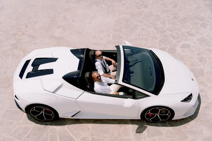 Nicola and Nigel — post-ceremony celebration at rooftop venue, Ibiza
